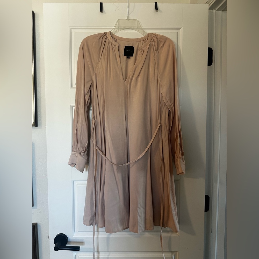 Alex Marie Light Blush Long-Sleeve V-Neck Dress Size XS